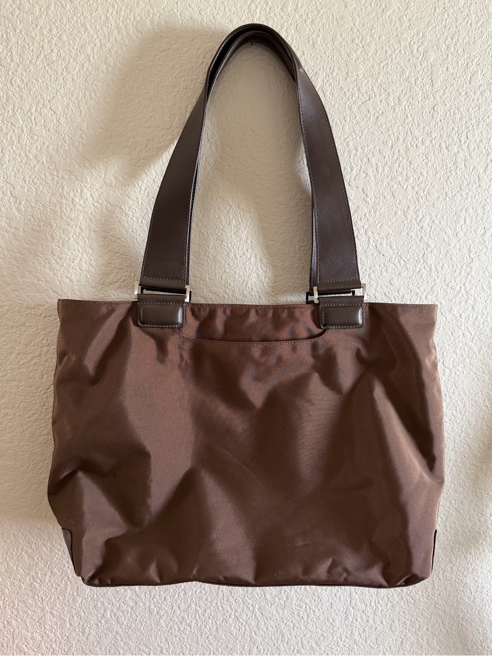 New TUMI Classic Brown Travel Tote Nylon & Leather Shoulder Bag Handbag